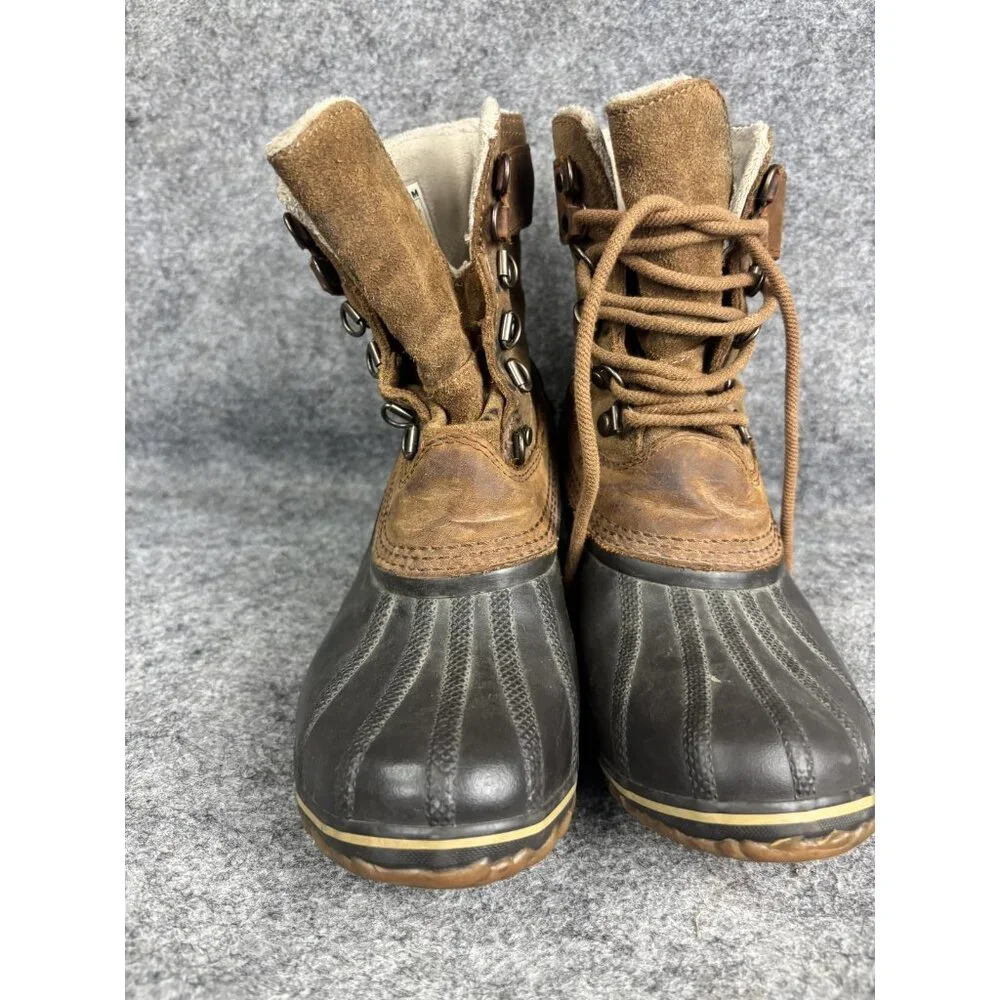 Sorel Slimpack II Lace Boots Womens Size‎ 8 Brown Black Waterproof Duck Boot